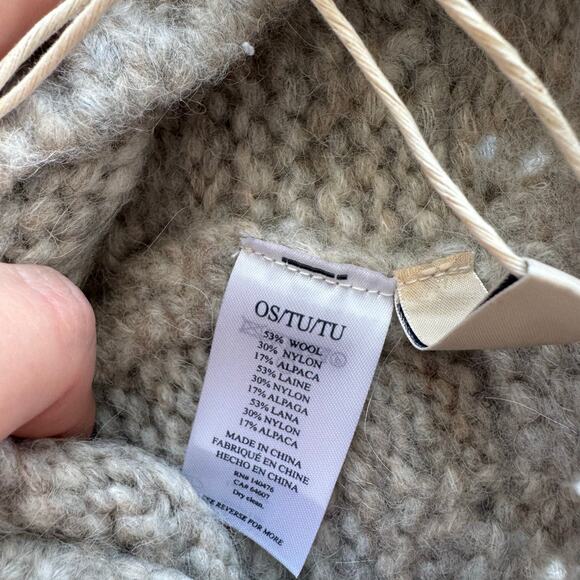 NEW Faherty Marbled Cable Beanie Driftwood One Size Wool Alpaca w/tags - Picture 4 of 7